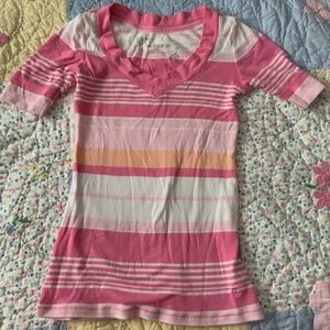 Limited too Girl Pink Striped Tunic Shirt Size 10 12 Pink White